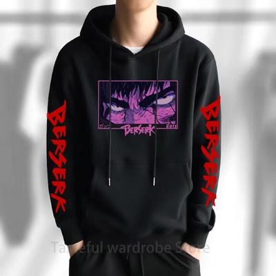Guts Print Hooded 90s Vintage Anime Berserk Hoodie Men Women Pullovers Street Y2k Sweatshirt Harajuku Unisex Streetwear Tops