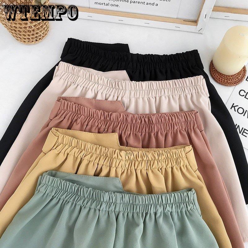 WTEMPO Summer Women's Chiffon Shorts Fashion High Waist Loose Shorts Wide Leg Shorts Casual Shorts Suit Shorts