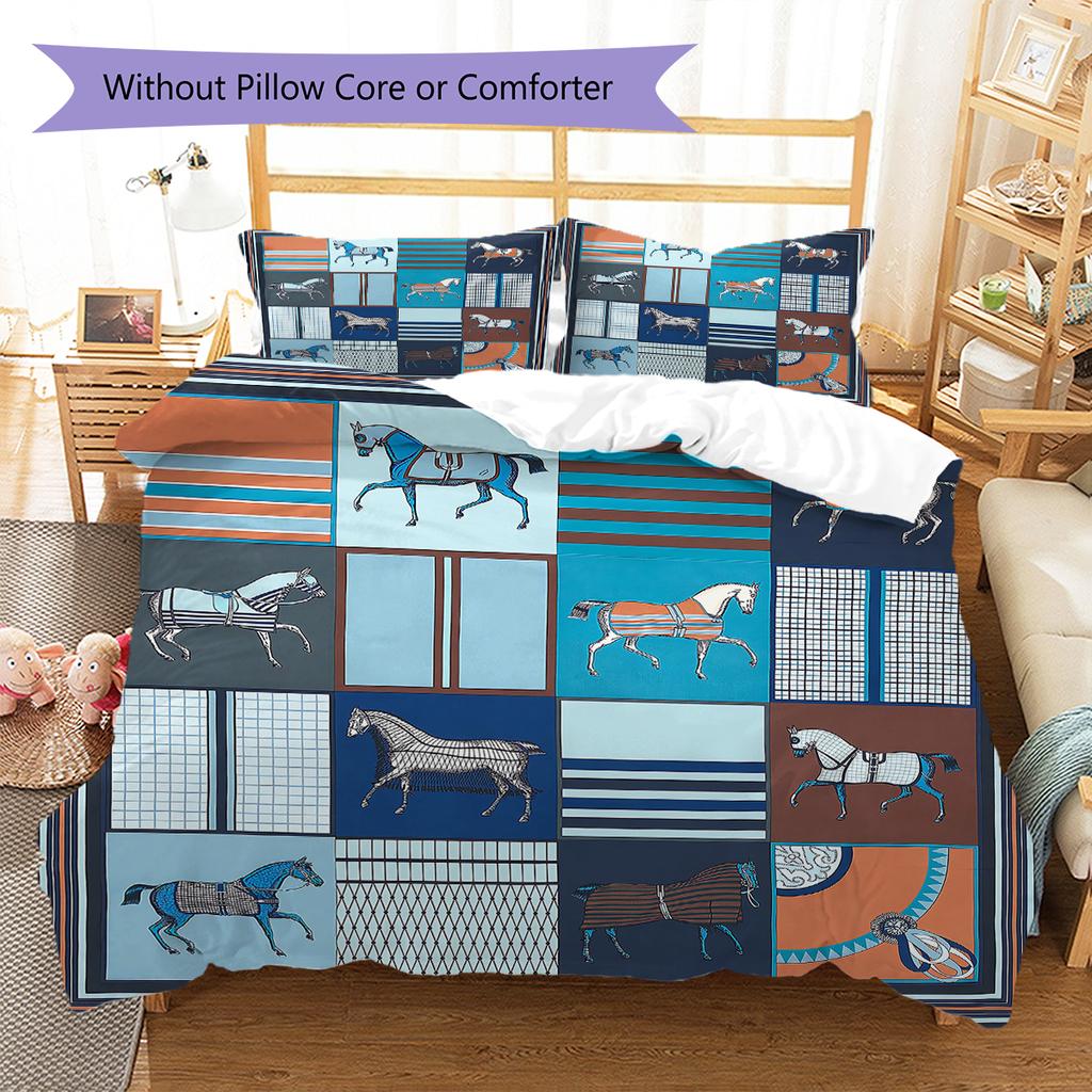 Узор с изображением лошади Комплект постельного белья Одеяло Пододеяльник Наволочка Домашний Декор Подарок (1 пододеяльник + 2 наволочки, без наполнителя)