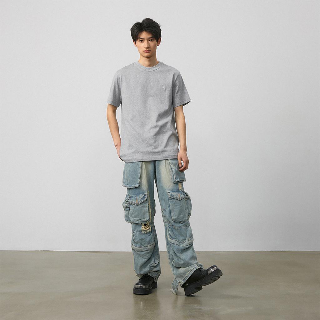 Новая футболка MLB x SHISHANGYUNDONGXILIE X JICHUHUIBIAO Унисекс Серая 3ATSB0243-44MGS