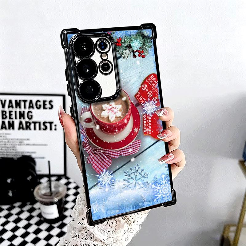 Зимний Кофе Рождественская Тема Покрытие Чехол для Телефона Для Samsung Galaxy S24 S25 FE S26 Edge S23 Ultra S22 S21 Plus S20 Противоударный Воздушный