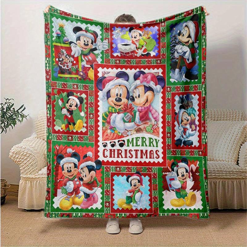 1pc. Christmas Mickey Mouse Cartoon Blanket, Festive Home Decor for All Seasons, Perfect Gift,Soft Flannel Throw Blanket, Living Room, Trave