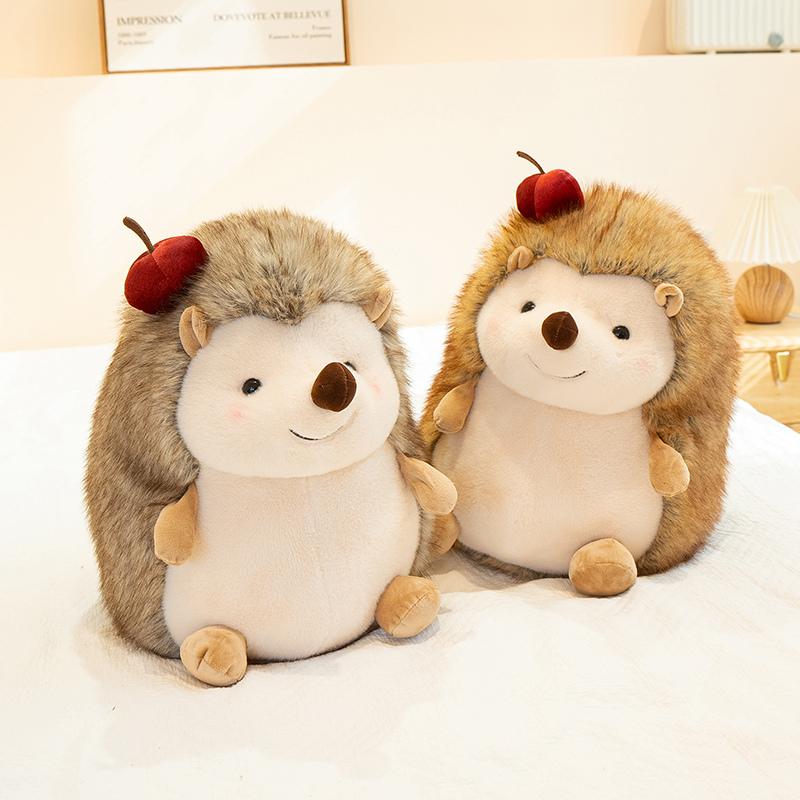 New Cherry Decor Cute Fluffy Hedgehog Plush Toy Chubby Forest Animal Hedgehog Plushie Stuffed Toy Birthday Xmas Gift