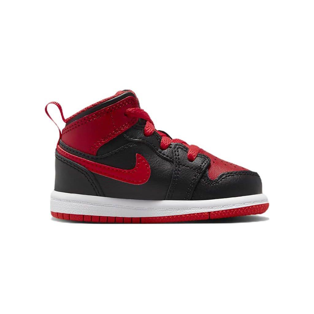 Детские кроссовки Air Jordan 1 Mid TD Alternate Bred Черный Белый Огненно-красный DQ8425-060