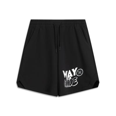 Li Ning X Jay Flow Коллаборация Серия Wade Повседневные Простые На Шнуровке Свободные С Принтом Букв Удобные Универсальные Спортивные Шорты Мужские шорты Черные AKSV773-1