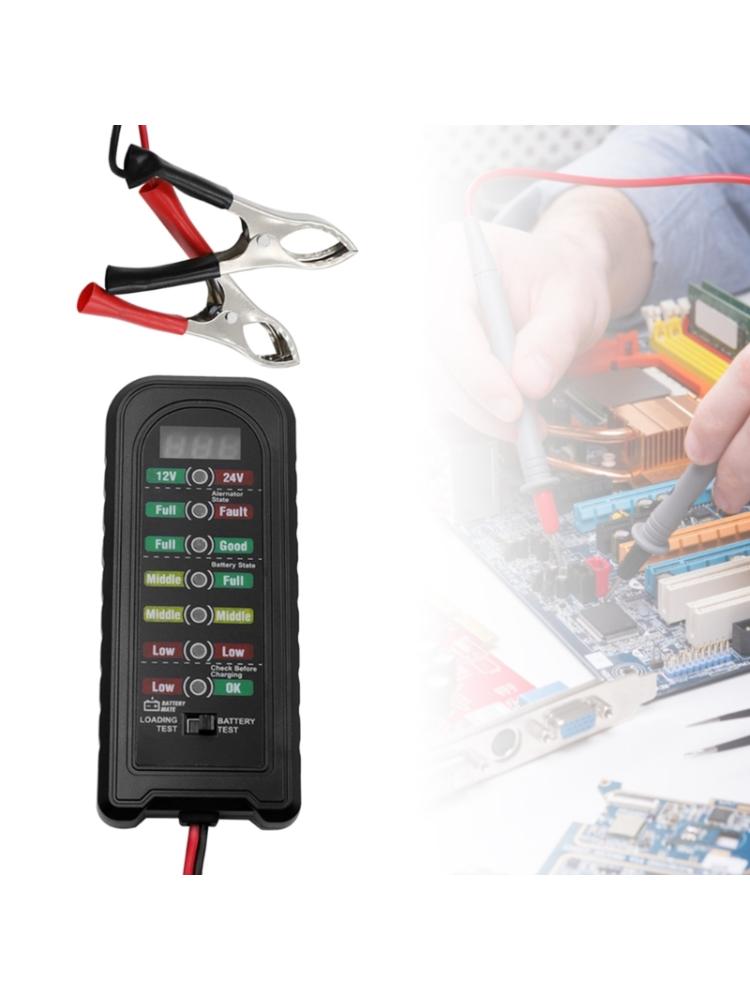 12V 24V Car Battery Tester Fault Detector Diagnostic Tools LED Indication Battery Checker for MotorcycleTruck Portable