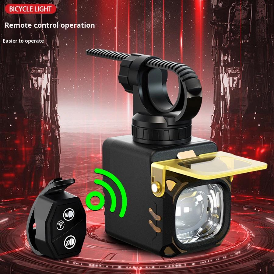 Raylights Bicycle Headlight Rechargeable LED IP66 Dual Mode Remote Control Handlebar Mounted Yellow Warning Light