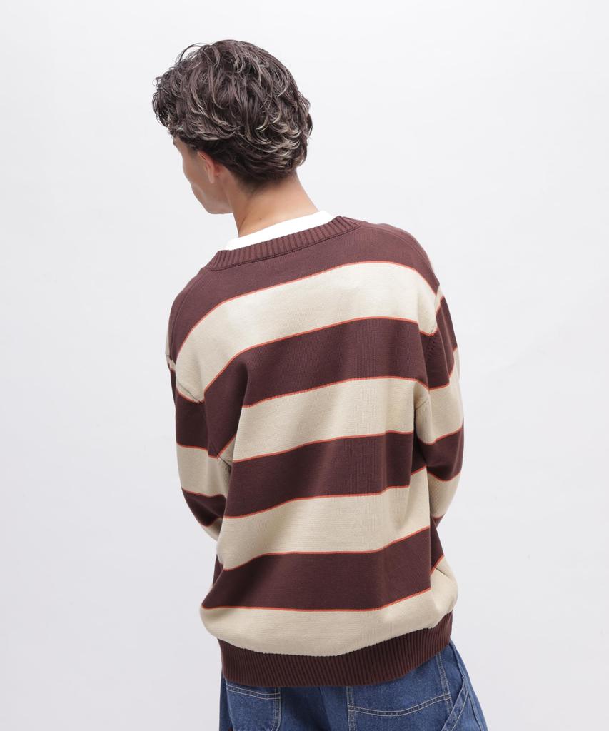 AVIREX V-NECK BORDER KNIT Men's M 050 Braun 783-4240006