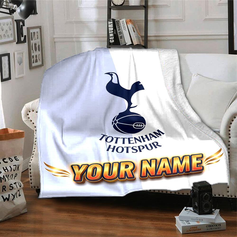 1pc Personalized Name T-Tottenham Hotspur Blanket, Gift, for Men and Women, Soft Blanket, Good for Sofa Bed Couch Travel, Lightweight Flannel Blanket