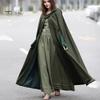 Winter Women Jacket with Hood Medieval Retro Cape Gothic Keep Warm Shawl Ankle Length Loose Cloak Thick Single-Button Closure Outdoor Poncho Pirate