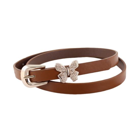Женский ремень из искусственной кожи с пряжкой в виде бабочек, регулируемой длины, пояс для платья, рубашки, топов, универсальный ремень