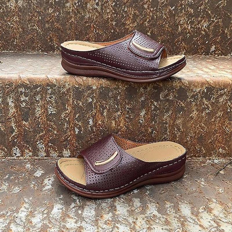 Ортопедические тапочки с открытым носком и открытым носком, летние женские ортопедические тапочки на танкетке, повседневные женские сандалии на платформе с открытым носком