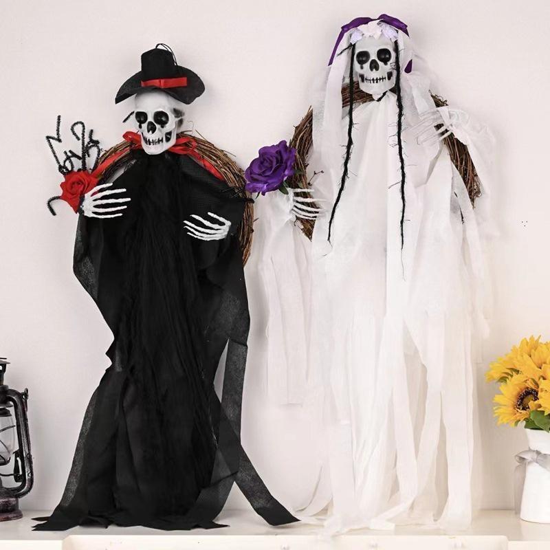 1 шт. Хэллоуин скелет дом с привидениями реквизит кулон призрак невеста жених ротанг кольцо гирлянда вечеринка наряд украшения принадлежности