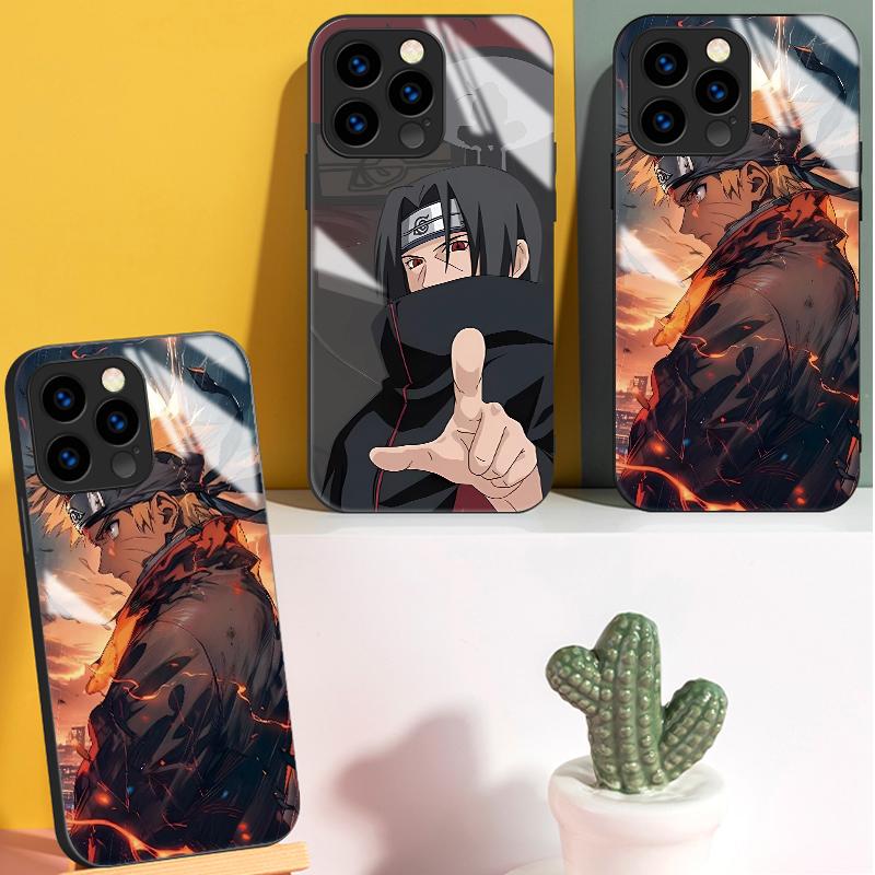 Закаленный стеклянный корпус с рисунком Наруто, защитный чехол, мягкий чехол для iPhone Samsung