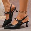 Fashion Women's Metal Decoration Stiletto Heel Shoes Elegant Pointed Toe Party Dress Pumps Woman Summer Fashion Slingback Heels Sandals