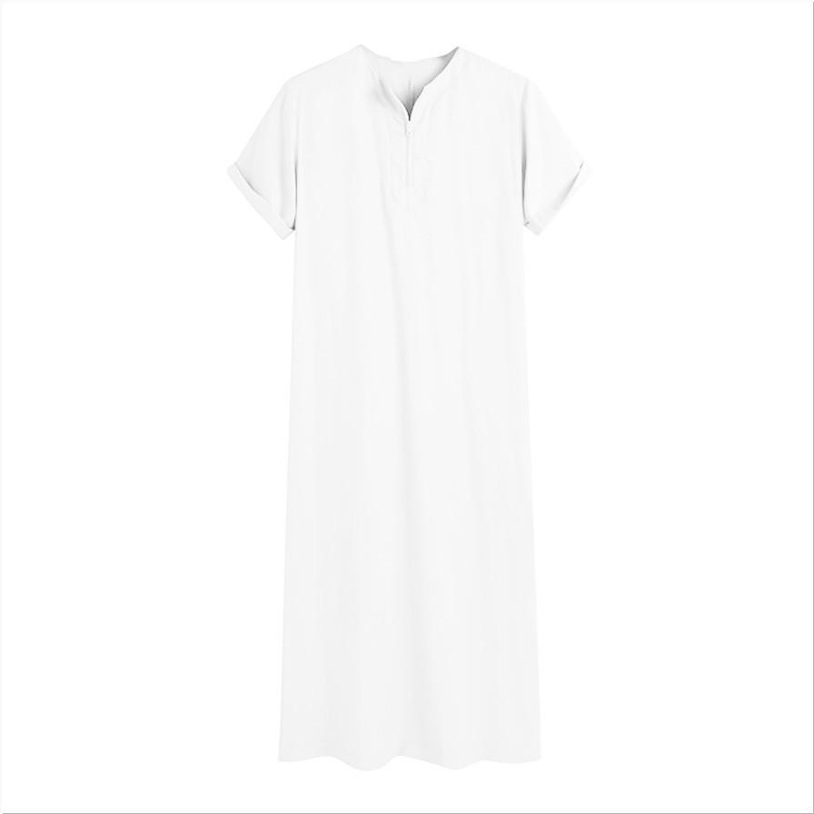 Халат с коротким рукавом Тобе чистый цвет Джубба платья мусульманский кафтан мужской арабский восточный исламский длинный халат средний