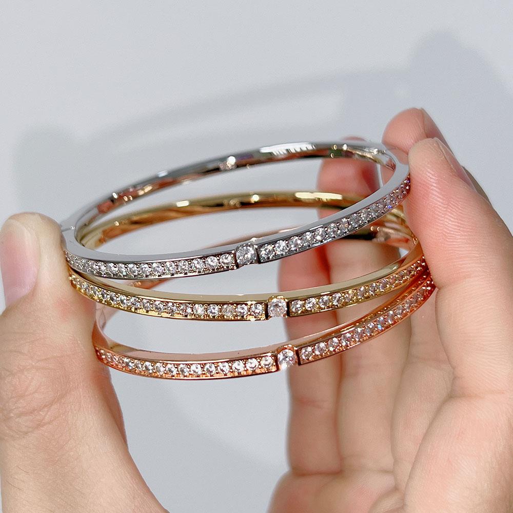 Top Quality Pure 925 Sterling Silver Jewelry for Women Gold Bangle Diamond Bangle Wedding Party Jewelry New Bangle Gift Jewelry