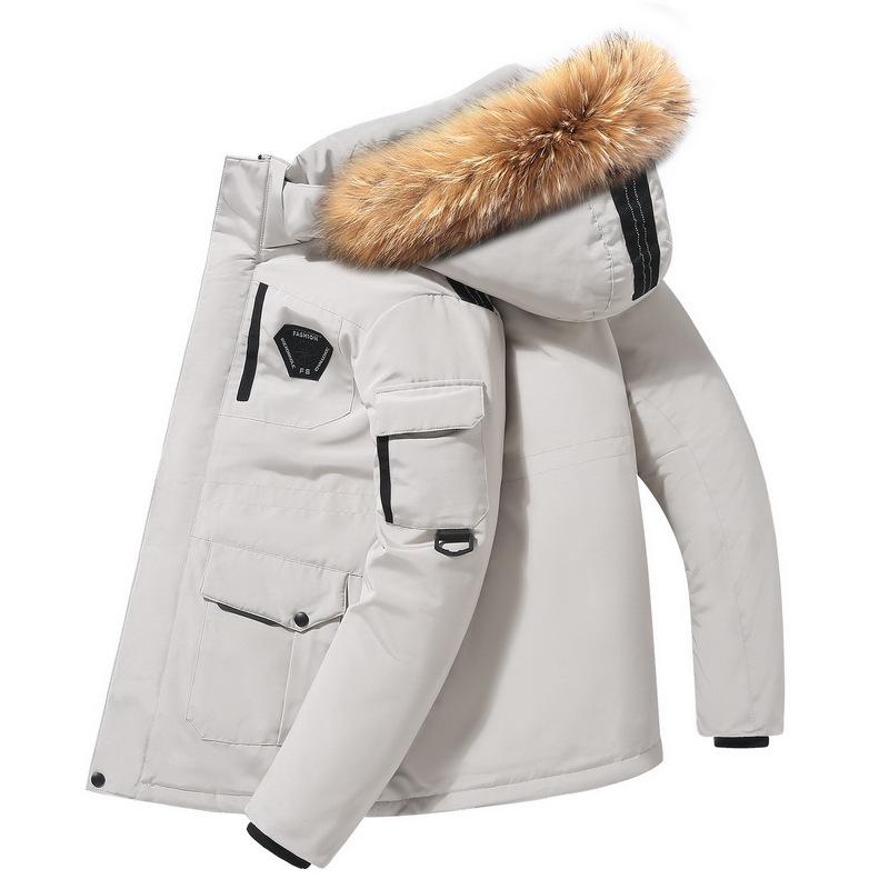 Down Jacket Men's Short Men's Mid-length Winter Outdoor Thickened Fur Collar Jacket Japan Korea
