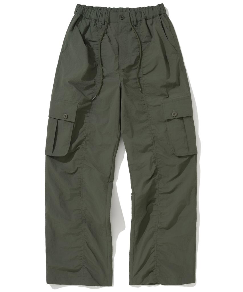 NOT4NERD Contour Shirring Nylon Cargo Pants - Khaki