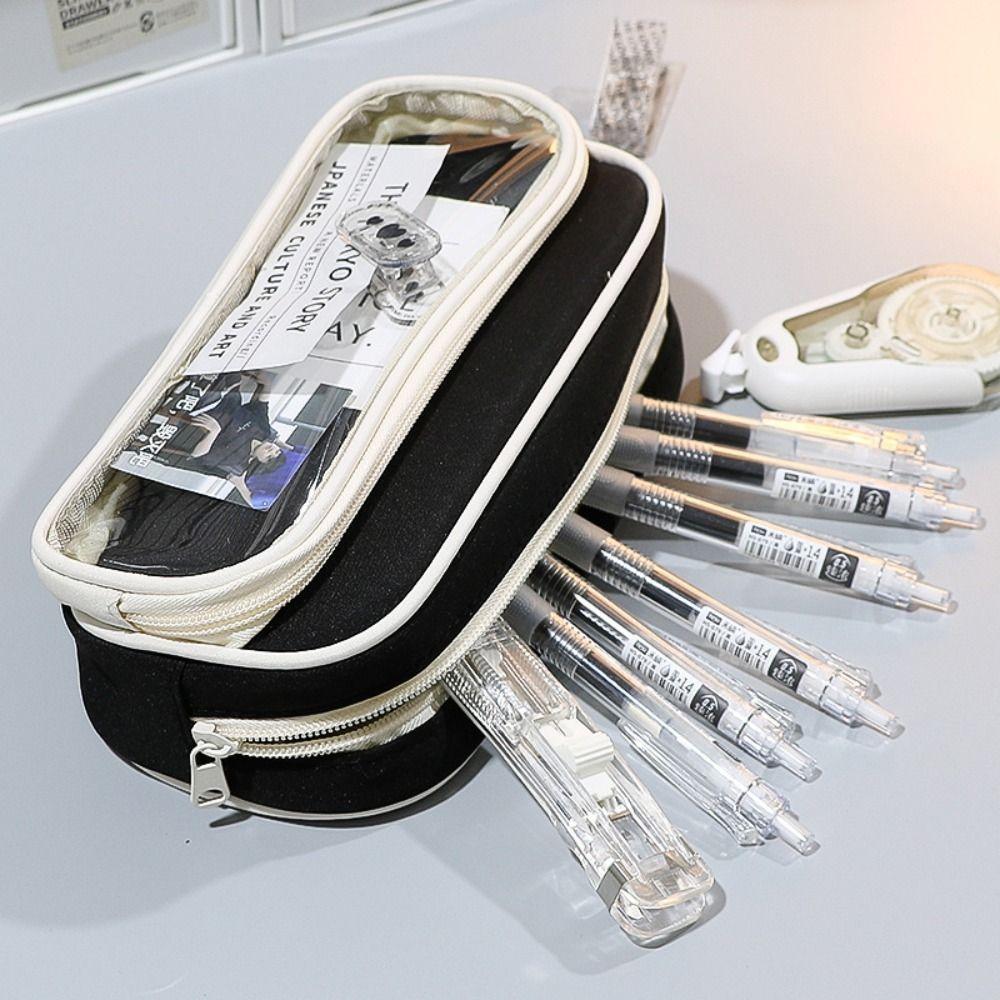 Dirt-resistant Pencil Case Double Layer Stationery Organizer Portable Pen Box  School Office