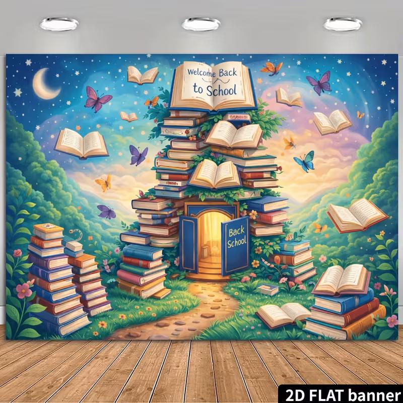 2D Фантастический Лес Открытая Книга Дети Первый День в Школе Фотофон Декор