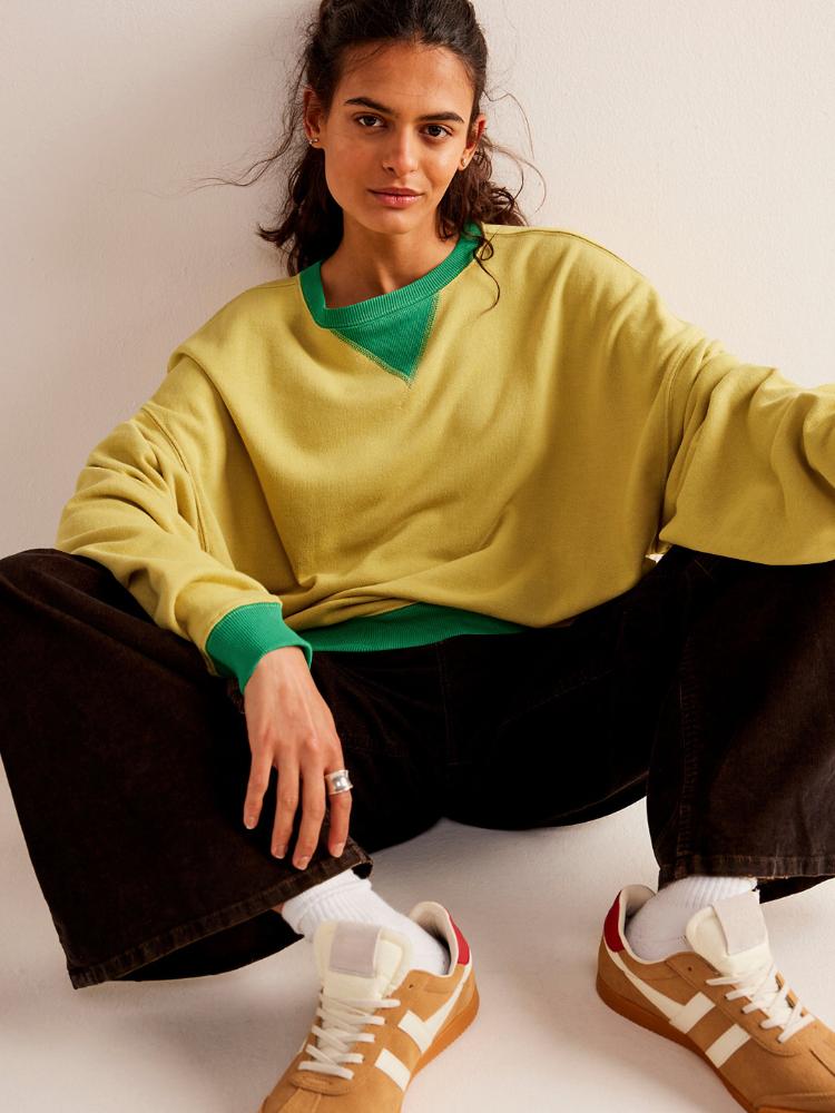 Осенне-зимняя мода, новая женская спортивная толстовка с капюшоном, круглый вырез, пэчворк, повседневный контрастный длинный рукав, теплый пуловер