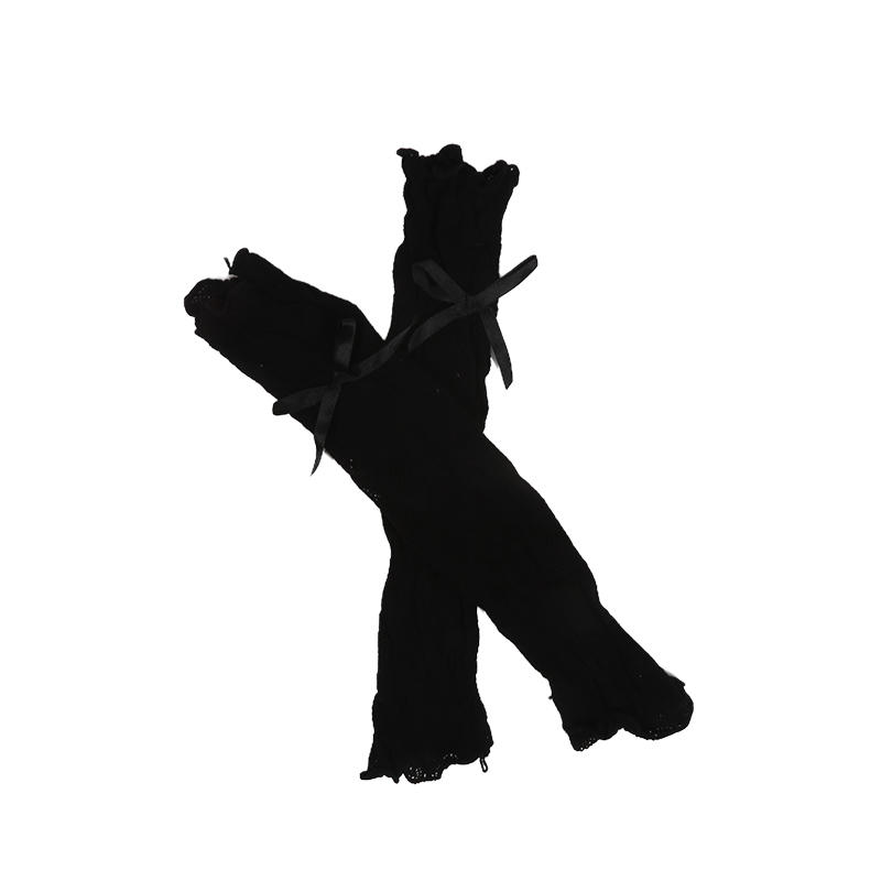 Lace Ruffle Lolita Lace Gloves Black White Bowknot Strapping Arm Warmers Japanese UV Protection Mittens Cosplay Accessories
