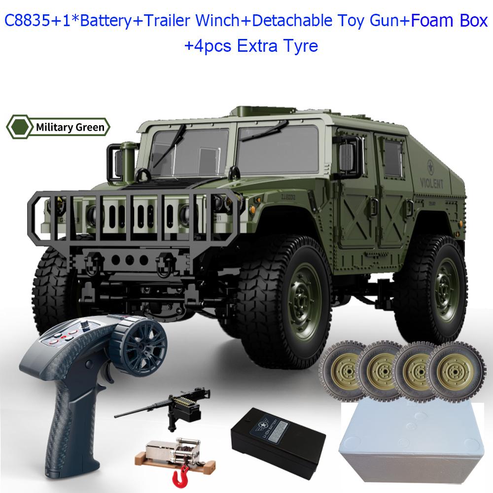 ABAH1 C8835 1:14 RC Car 2.4G Remote Control Car 4WD Off-road Climbing Simulation All-terrain RC Crawler Military Jeep JJRC RC Toys