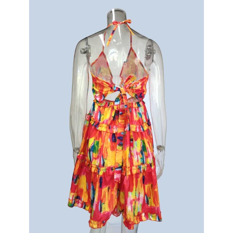 Women's Summer Sexy Hollow Hanging Neck V-Neck Cake Dresses