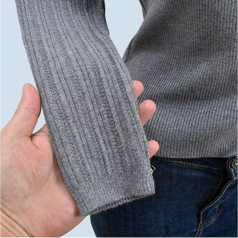 Pile Collar Pure Color Long Sleeves Silm Bottoming Shirt Knitting Sweaters Women's Clothing Soft Glutinous Plaid Stretchy Underwear
