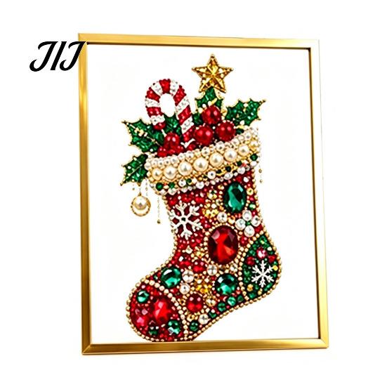 Unique Holiday Present for Friends DIY Faux Crystal Beaded Painting Christmas Tree Kit, Sparkling Handmade Wall Art Craft Set, 3D Gem Beads