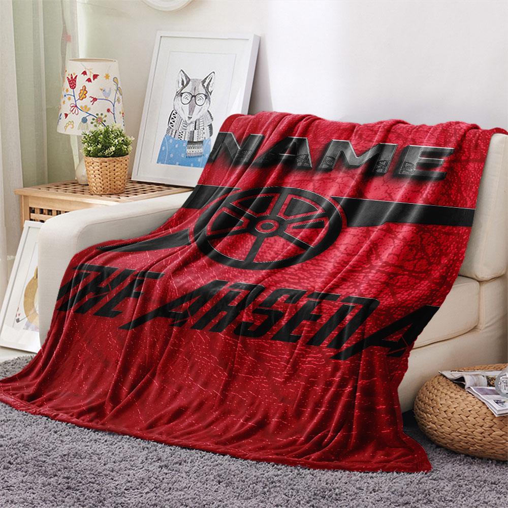 Custom Name,Arsenal Printed Flannel Blanket, soft throw for bedroom sofa, washable, Christmas present, great gift.