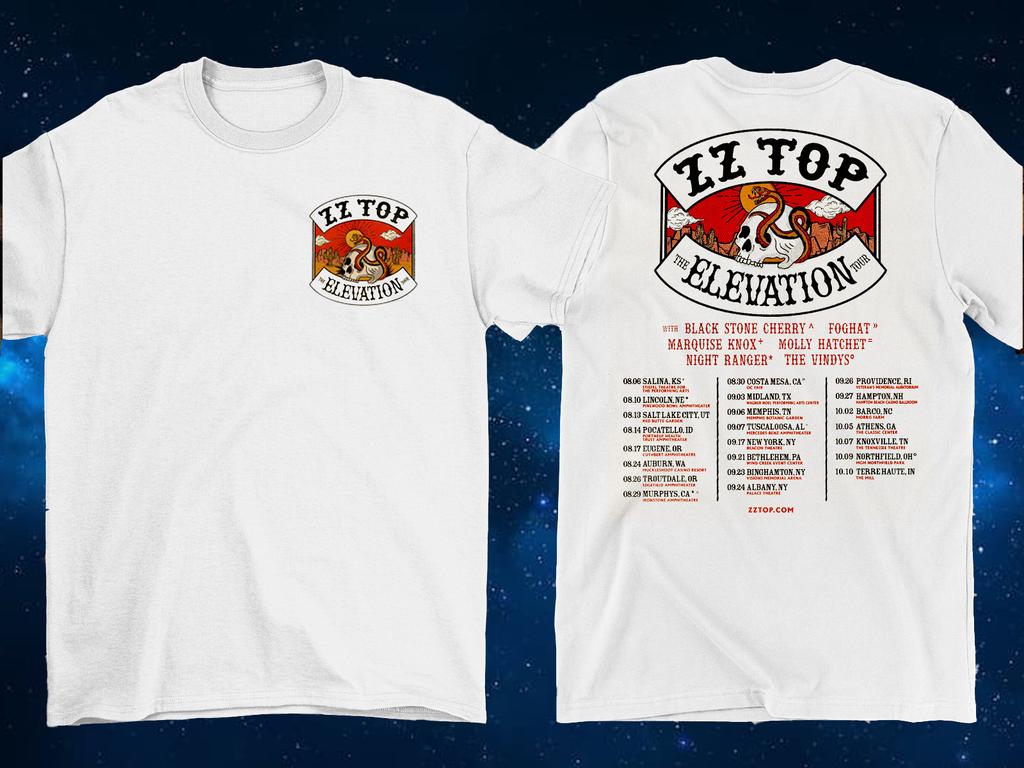 2 Sides ZZ Top 2025 Tour The Elevation Shirt White Unisex S-5XL EM0903