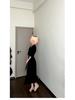 2025 French Black V-Neck Waist-Slimming Long Dress - Women's Early Autumn Fashion