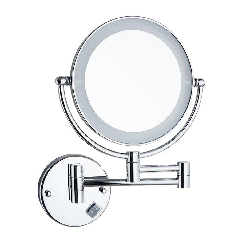 8 Inch Wall Mounted Bathroom Mirror Brass Mirror LED LED Light Folding Makeup Mirror Cosmetic Mirror Lady Gift | Bathroom Mirrors