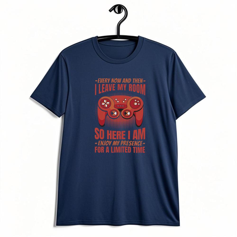 I Leave My Room Funny Gamer Quote Graphic Tshirt Humorous Introvert Gamer Print Short Sleeve Unisex Summer Daily Life Cotton Tops