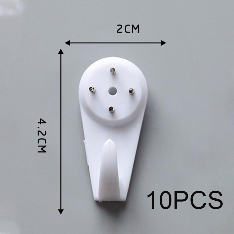 10 шт. настенные украшения, установка, бесшовные крючки, гвозди, кухня, гостиная, спальня, дом, повседневное висение, настенный невидимый крючок, белый