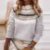 Женский свитер с круглым вырезом и длинным рукавом, вязаный крючком пуловер, свитер с геометрическим узором в стиле пэчворк