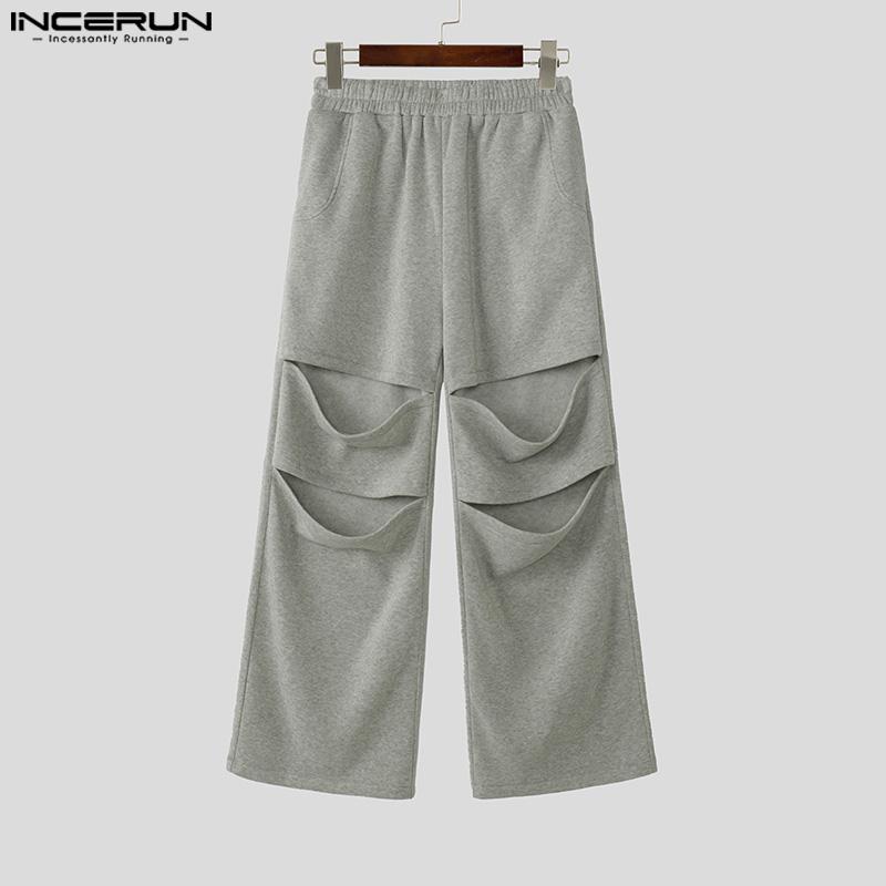 INCERUN Мужские эластичные талии вырез полые длинные спортивные брюки спортивные штаны