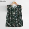 Женские повседневные майки без рукавов с круглым вырезом и цветочным принтом
