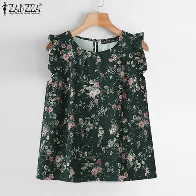 Женские повседневные майки без рукавов с круглым вырезом и цветочным принтом