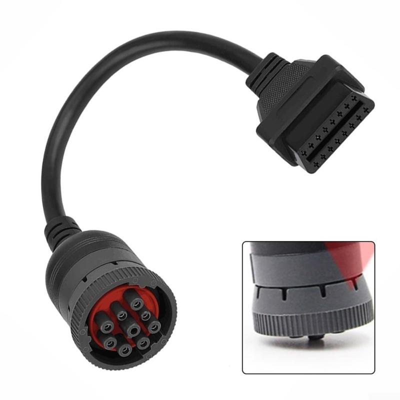 Heavy Duty J1939 9Pin To OBD2 16Pin Diagnostic Adapter Cable for Truck Diagnostic Tool Rubber Construction