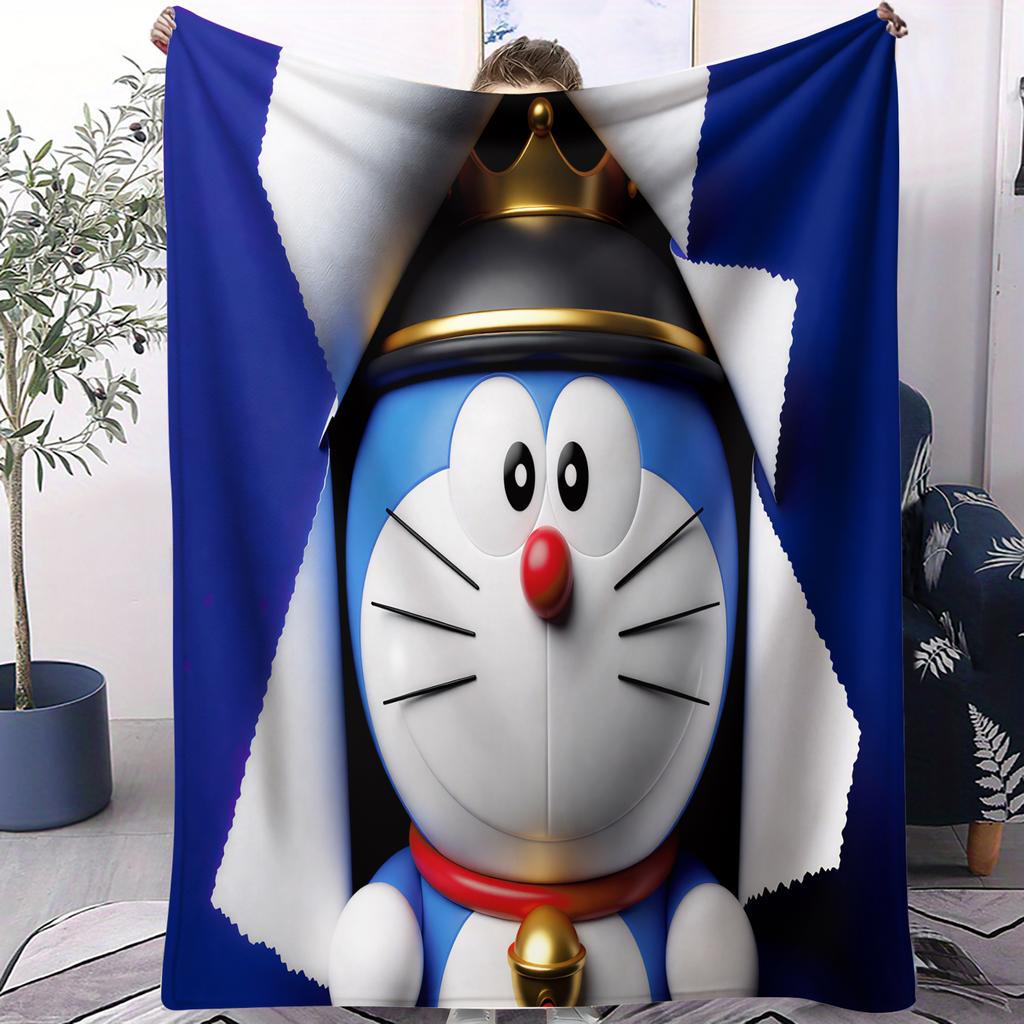 Fan Favorite Doraemon Japanese Anime Small Cover Blanket Plush Anti Pilling Sofa Novelty Warm All Season Children  Birthday Gift