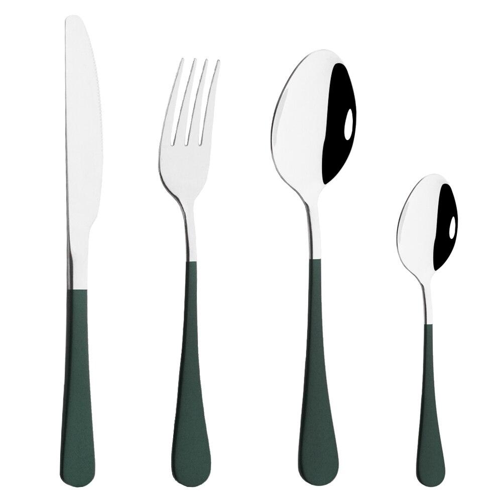 Посуда Западный золотой набор столовых приборов Набор столовой посуды из нержавеющей стали Черное золото Кухонный нож Вилка Набор ложек Столовые приборы Серебро