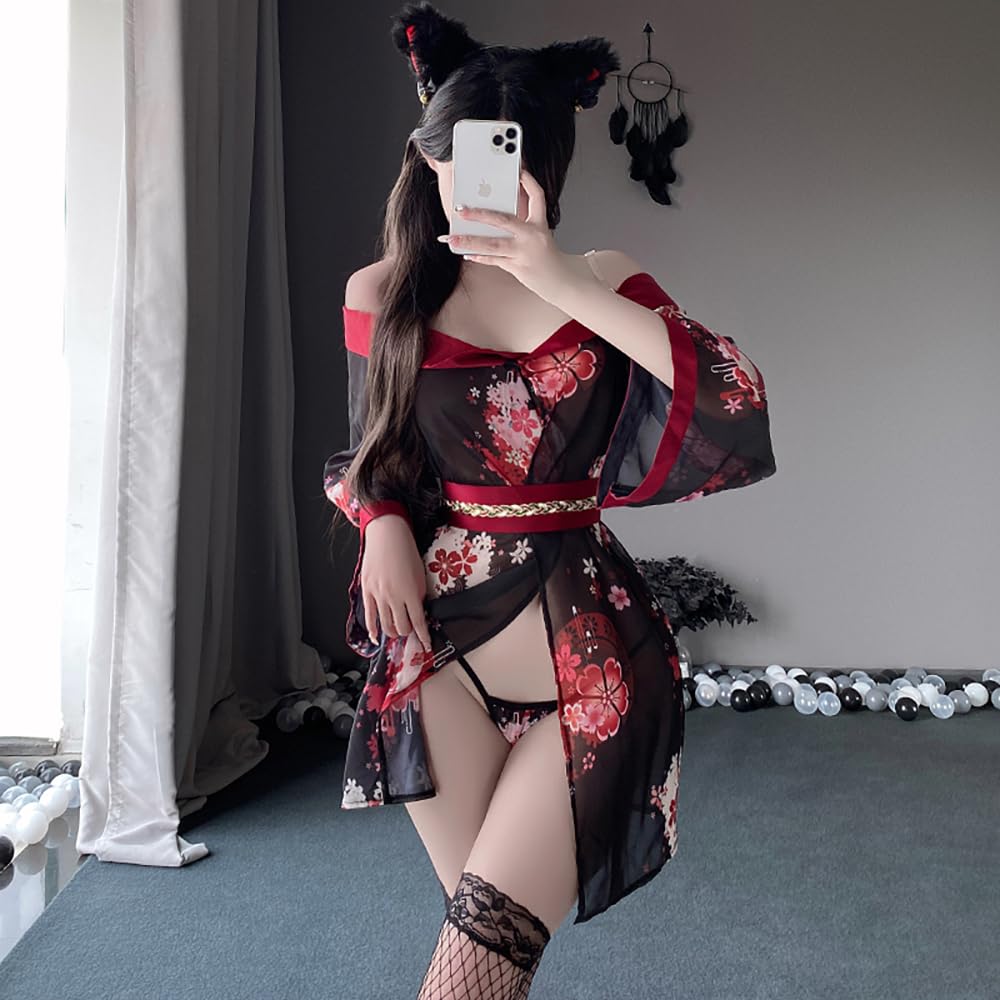 SHLYMP Косплей Эротическое Юката Сексуальное Экстремальное Эротическое Японское Кимоно Нижнее Белье Костюм Babydoll Японский Стиль Японская Одежда Милый Милый Один