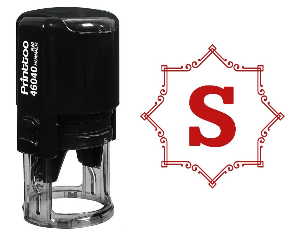 Printtoo R-40 Alphabet S Monogram Initial Octagon Celtic Swirl Frame Self Inking Rubber Stamp Office