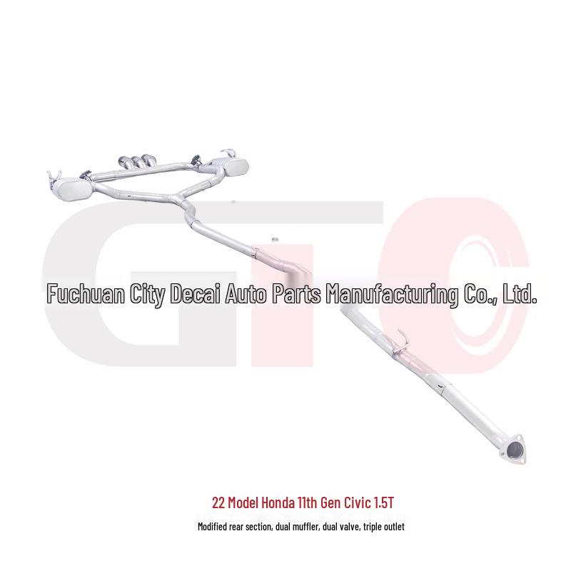 Chrome Blue Dual Muffler Valve for Honda Civic 11th Gen 1.5T: Mid & Rear Sections