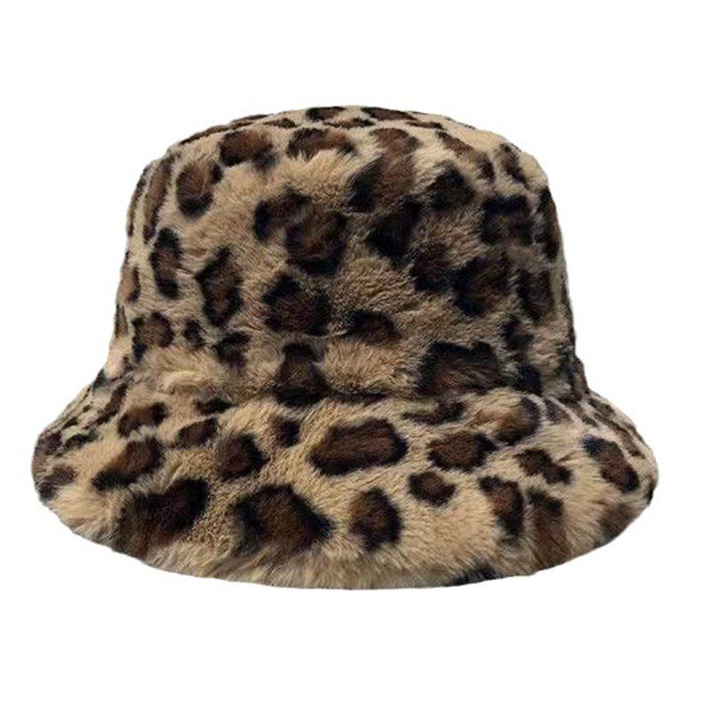 Ретро Леопардовая плюшевая панама осень-зима женская универсальная теплая плюшевая шапка