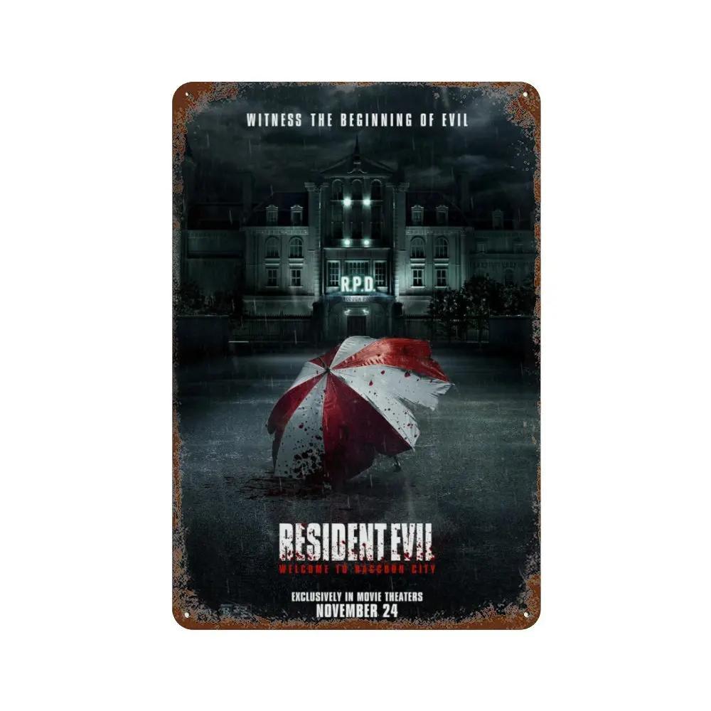 Классический постер фильма ужасов Ржавая металлическая жестяная табличка Ретро декоративная тарелка Бар Мужская пещера Гараж Клуб Металлическая вывеска Настенное украшение