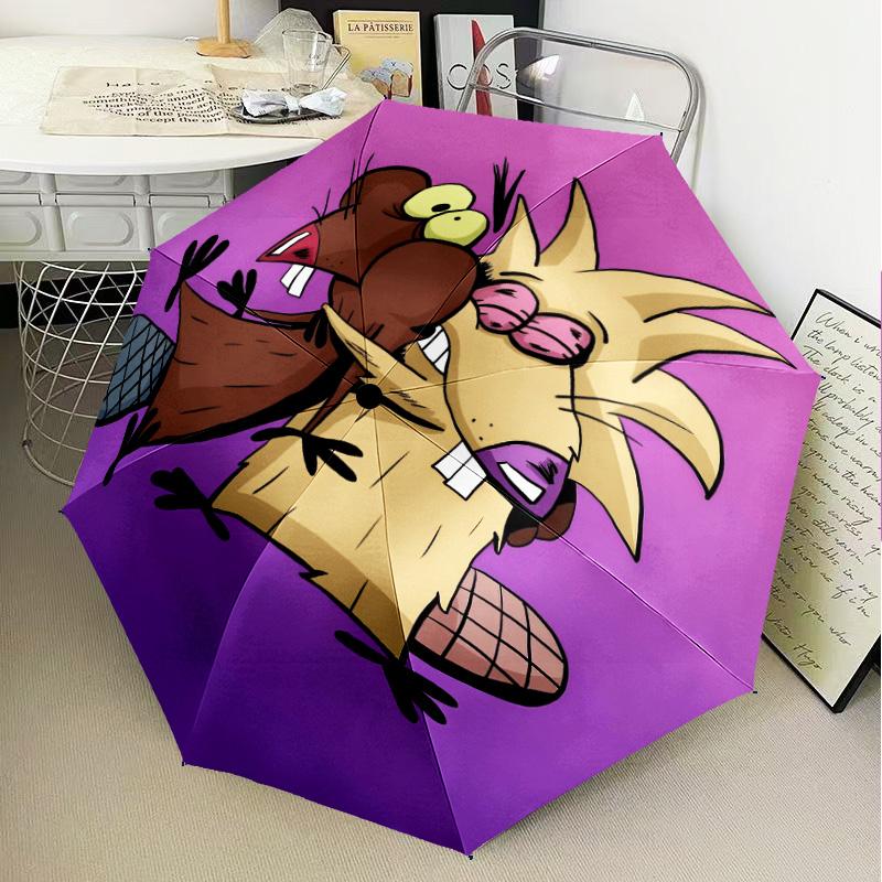 Angry Beavers Adventure Umbrella Folding umbrella, automatic umbrella 8-Frame for Travel, camping Use Gift for Halloween Christmas
